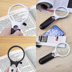 Double Lens Lighted Magnifying Glass Handheld Mini Pocket Microscope Reading Jewelry Loupe Magnifiers With 3LED Portable Tool