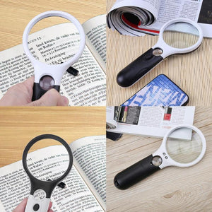 Double Lens Lighted Magnifying Glass Handheld Mini Pocket Microscope Reading Jewelry Loupe Magnifiers With 3LED Portable Tool