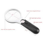 Double Lens Lighted Magnifying Glass Handheld Mini Pocket Microscope Reading Jewelry Loupe Magnifiers With 3LED Portable Tool