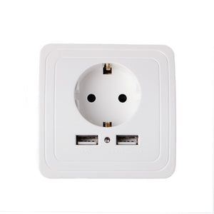 Dual USB Port 5V 2A Electric Wall Charger Adapter EU Plug Socket Power Charging Outlet