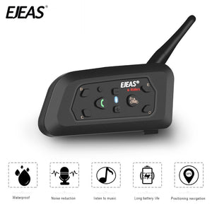 EJEAS V6 Pro 1200m Helmet Intercom Bluetooth Headset Microphone Kit 6 Riders 1200m Music GPS Interfono Moto