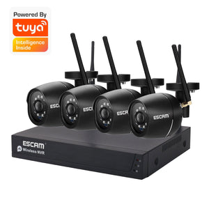 ESCAM WNK204 2MP 1080P Tuya 4CH Wireless WIFI IP Camera NVR Kit AI Humanoid Tracking Outdoor Water-proof CCTV Monitor wholesale bulk price
