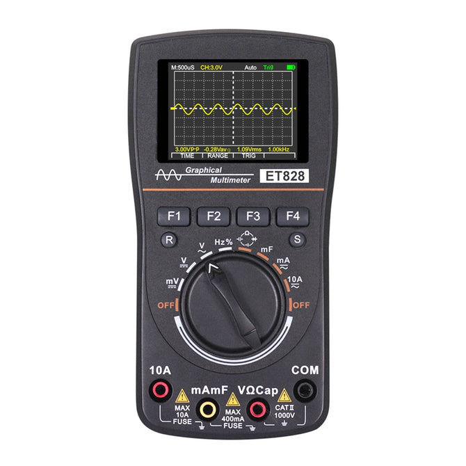 ET828 Intelligent Digital Oscilloscope Auto Range Graphical Multimeter 2.4" Screen 1MHz 2.5MSPS Waveform for Electronic Test