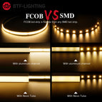 FCOB LED Strip Light 360 528 LEDs High Density Flexible FOB COB Led Lights RA90 Warm Nature Cool White Linear Dimmable DC12V 24V