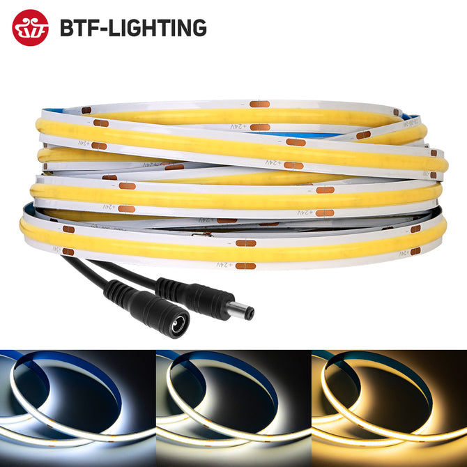 FCOB LED Strip Light 360 528 LEDs High Density Flexible FOB COB Led Lights RA90 Warm Nature Cool White Linear Dimmable DC12V 24V
