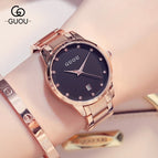 Fashion Luxury GUOU Watch Women Watch Reloj Mujer Stainless Steel Quality Diamond Ladies Quartz Watch Women Rhinestone Watches