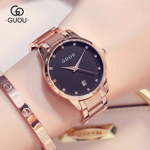 Fashion Luxury GUOU Watch Women Watch Reloj Mujer Stainless Steel Quality Diamond Ladies Quartz Watch Women Rhinestone Watches