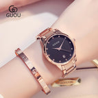 Fashion Luxury GUOU Watch Women Watch Reloj Mujer Stainless Steel Quality Diamond Ladies Quartz Watch Women Rhinestone Watches