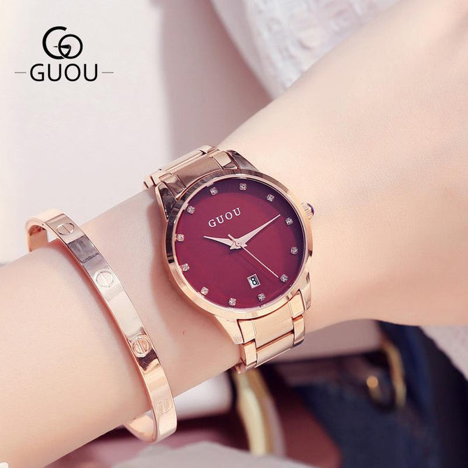 Fashion Luxury GUOU Watch Women Watch Reloj Mujer Stainless Steel Qual pfdeal