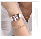 Fashion Top Guou Brand Quartz Leather Band Watch Women's Watch Square Simple Wwater Calendar Quartz Water Resistant Wristwatches