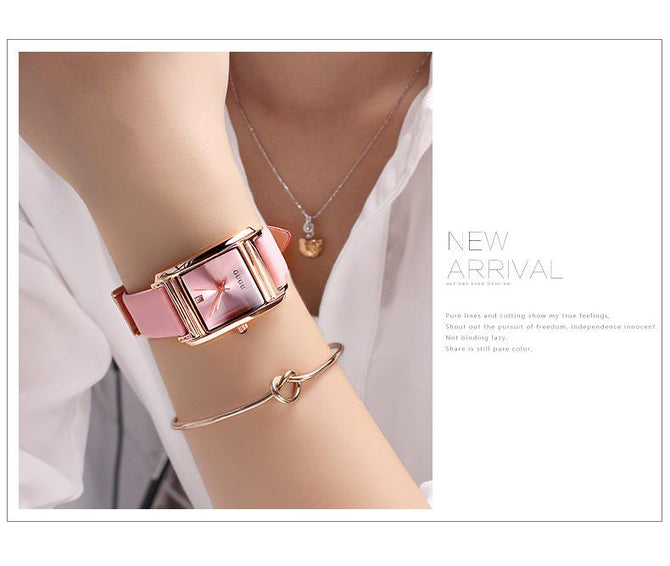 Fashion Top Guou Brand Quartz Leather Band Watch Women's Watch Square Simple Wwater Calendar Quartz Water Resistant Wristwatches
