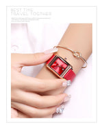 Fashion Top Guou Brand Quartz Leather Band Watch Women's Watch Square Simple Wwater Calendar Quartz Water Resistant Wristwatches