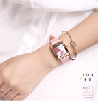 Fashion Top Guou Brand Quartz Leather Band Watch Women's Watch Square Simple Wwater Calendar Quartz Water Resistant Wristwatches