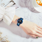 Fashion WWOOR Luxury Stainless Steel Watches Women Quartz Bracelet Watch Ladies Dress Watches Blue Clock relogios Montre Femme