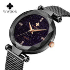 Fashion WWOOR Luxury Stainless Steel Watches Women Quartz Bracelet Watch Ladies Dress Watches Blue Clock relogios Montre Femme