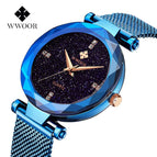 Fashion WWOOR Luxury Stainless Steel Watches Women Quartz Bracelet Watch Ladies Dress Watches Blue Clock relogios Montre Femme