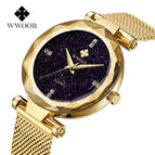 Fashion WWOOR Luxury Stainless Steel Watches Women Quartz Bracelet Watch Ladies Dress Watches Blue Clock relogios Montre Femme