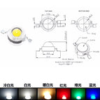 Free shipping 100PCS 1W 3w High power LED Lamps white /warm white/red/blue/green/yellow  30mil 45mil Chips high light lights