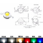 Free shipping 100PCS 1W 3w High power LED Lamps white /warm white/red/blue/green/yellow  30mil 45mil Chips high light lights