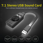 GS3 Virtual 7.1 Channel USB Sound Card Converter Adapter External Volume Adjustable For Windows/Mac/Linux Game Headphone