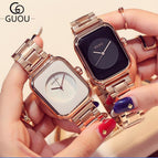 GUOU Brand Fashion Ladies Watch Women's Watches Luxury Rose Gold Watch Women Watches Clock relogio feminino zegarek damski