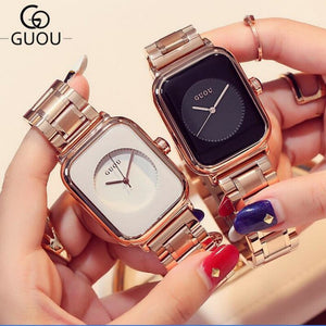 GUOU Brand Fashion Ladies Watch Women's Watches Luxury Rose Gold Watch Women Watches Clock relogio feminino zegarek damski