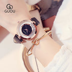 GUOU Brand Leather Analog Watch Women Fashion Casual Quartz Watches Ladies Datejust Wristwatch Hodinky Ceasuri relogio feminino