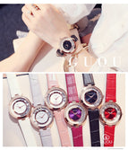 GUOU Brand Leather Analog Watch Women Fashion Casual Quartz Watches Ladies Datejust Wristwatch Hodinky Ceasuri relogio feminino
