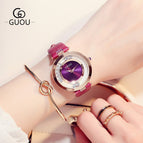 GUOU Brand Leather Analog Watch Women Fashion Casual Quartz Watches Ladies Datejust Wristwatch Hodinky Ceasuri relogio feminino