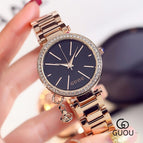 GUOU Brand Luxury Women's Quartz Watches Crystal Clock Stainless Steel Belt Accessories Wristwatch Relogio Feminino Montre Femme