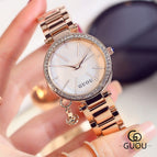 GUOU Brand Luxury Women's Quartz Watches Crystal Clock Stainless Steel Belt Accessories Wristwatch Relogio Feminino Montre Femme
