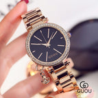 GUOU Brand Luxury Women's Quartz Watches Crystal Clock Stainless Steel Belt Accessories Wristwatch Relogio Feminino Montre Femme