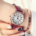 GUOU Brand Roman Numerals Women's Watches Luxury Diamond Watch Women Watches Auto Date Clock saat relogio feminino reloj mujer