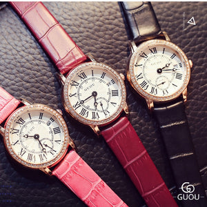 GUOU Brand Roman Numerals Women's Watches Luxury Diamond Watch Women Watches Auto Date Clock saat relogio feminino reloj mujer