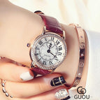 GUOU Brand Roman Numerals Women's Watches Luxury Diamond Watch Women Watches Auto Date Clock saat relogio feminino reloj mujer