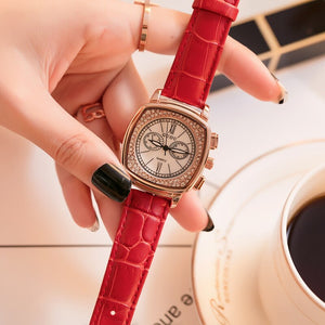 GUOU Durable Ladies Watches Fashion 2018 Personalized Diamond Bracelet Women Watch Square Belt