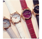 GUOU Ladies Fashion Quartz Watch Women Rhinestone Leather Casual Dress Women's Watch Rose Gold Crystal reloje mujer montre femme