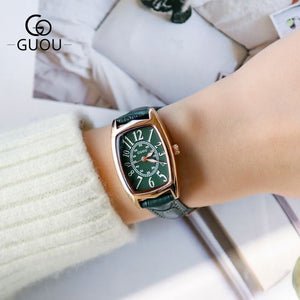 GUOU Ladies Watch Retro Rectangle Women's Watches Wrist Watches For Women Bracelet Genuine Clock relogio feminino saat