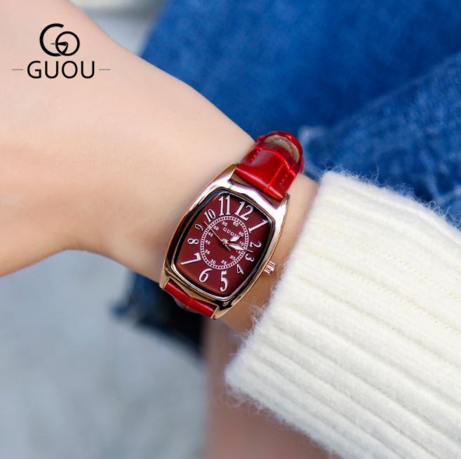 GUOU Ladies Watch Retro Rectangle Women's Watches Wrist Watches For Women Bracelet Genuine Clock relogio feminino saat