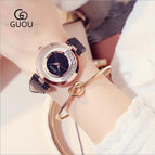 GUOU Luxury Shiny Rhinestone Watch Women Watches Glittering Leather Ladies Watch Quartz Watch Hour relogio feminino reloj mujer