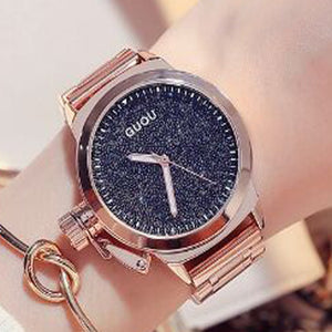 GUOU 8181 Rose Gold Ladies Watch Fashion Women's Watches Stainless Steel Wrist Watches For Women