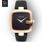 GUOU Top Brand Women's Watches Square Fashion zegarek damski Luxury Ladies Bracelet For Women Genuine Leather Strap Clocks Saati