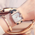 GUOU Top Brand Women's Watches Square Fashion zegarek damski Luxury Ladies Bracelet For Women Genuine Leather Strap Clocks Saati