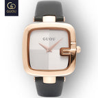 GUOU Top Brand Women's Watches Square Fashion zegarek damski Luxury Ladies Bracelet For Women Genuine Leather Strap Clocks Saati