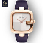 GUOU Top Brand Women's Watches Square Fashion zegarek damski Luxury Ladies Bracelet For Women Genuine Leather Strap Clocks Saati