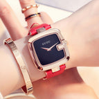 GUOU Top Brand Women's Watches Square Fashion zegarek damski Luxury Ladies Bracelet For Women Genuine Leather Strap Clocks Saati