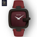 GUOU Top Brand Women's Watches Square Fashion zegarek damski Luxury Ladies Bracelet For Women Genuine Leather Strap Clocks Saati