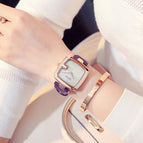 GUOU Top Brand Women's Watches Square Fashion zegarek damski Luxury Ladies Bracelet For Women Genuine Leather Strap Clocks Saati