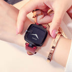 GUOU Top Brand Women's Watches Square Fashion zegarek damski Luxury Ladies Bracelet For Women Genuine Leather Strap Clocks Saati