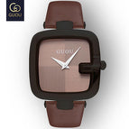 GUOU Top Brand Women's Watches Square Fashion zegarek damski Luxury Ladies Bracelet For Women Genuine Leather Strap Clocks Saati